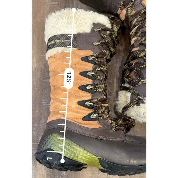 Merrel Boots Womens 8 Winterbelle Peak Waterproof Insulated Faux Fur Brown Boot - Picture 10 of 14